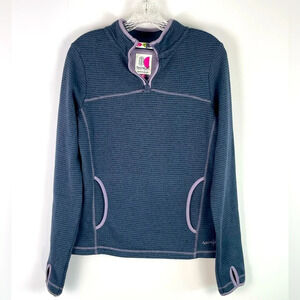 WeirdFish Blue Purple Pullover Quarter 1/4 Zip Sweater Performance Fleece S/M